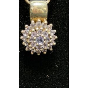 STS Sterling Silver 925 Tanzanite Cluster Pendant Snake Chain Necklace